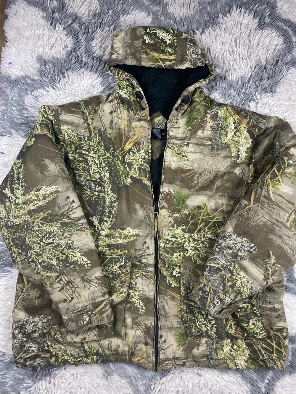 Realtree Jacket Mens 2XL Brown Camo Quilted Insulated Full Zip Hunting Outdoor